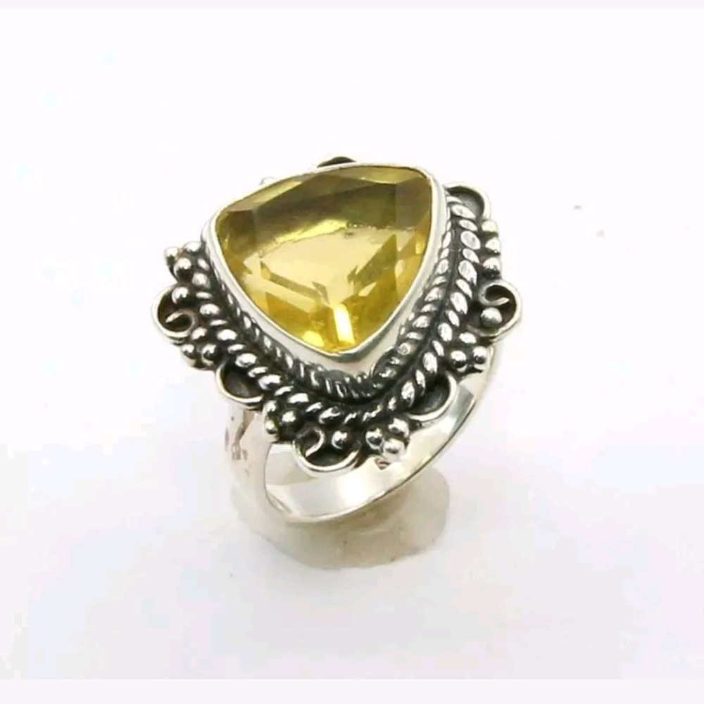 Handmade Citrine Silver Ring size 5.5